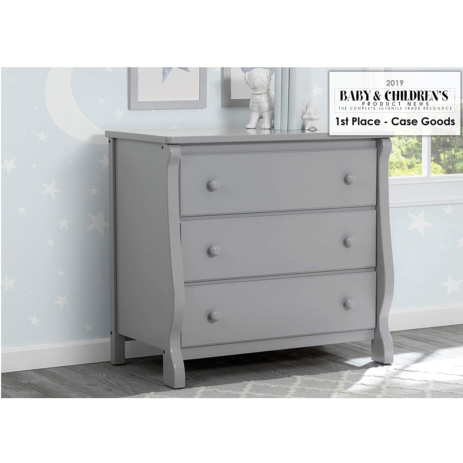 Delta Children Universal 3 Drawer Dresser, Grey