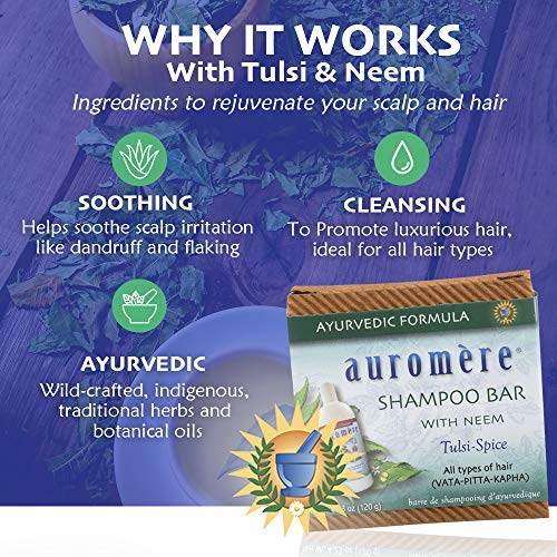 Auromere Ayurvedic Shampoo Bar - Eco Friendly, Handmade, Vegan, Cruelty Free, Natural, Non GMO, All 