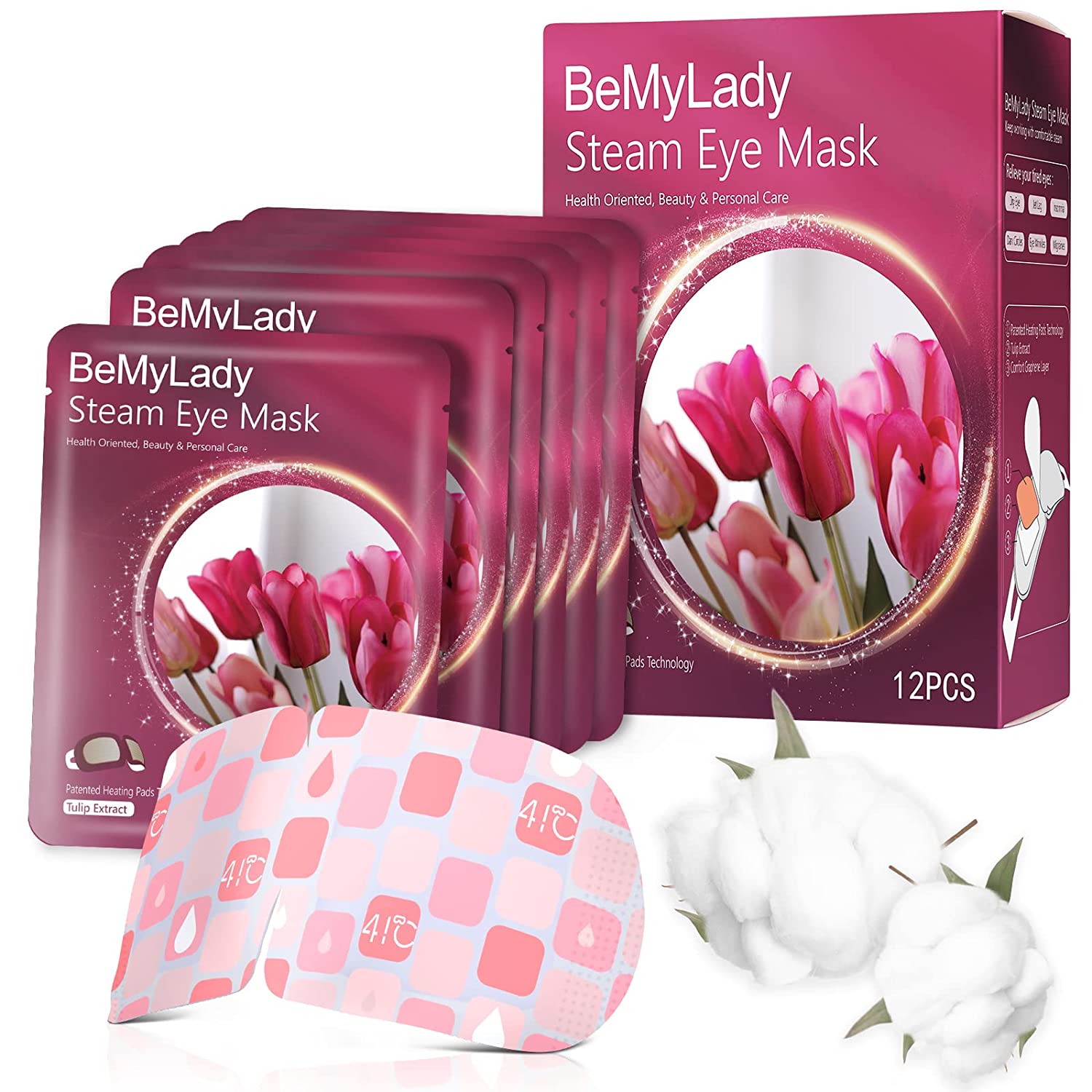 2 Boxes Unscented & Tulip Steam Eye Mask, 1 Box for Each Fragrance