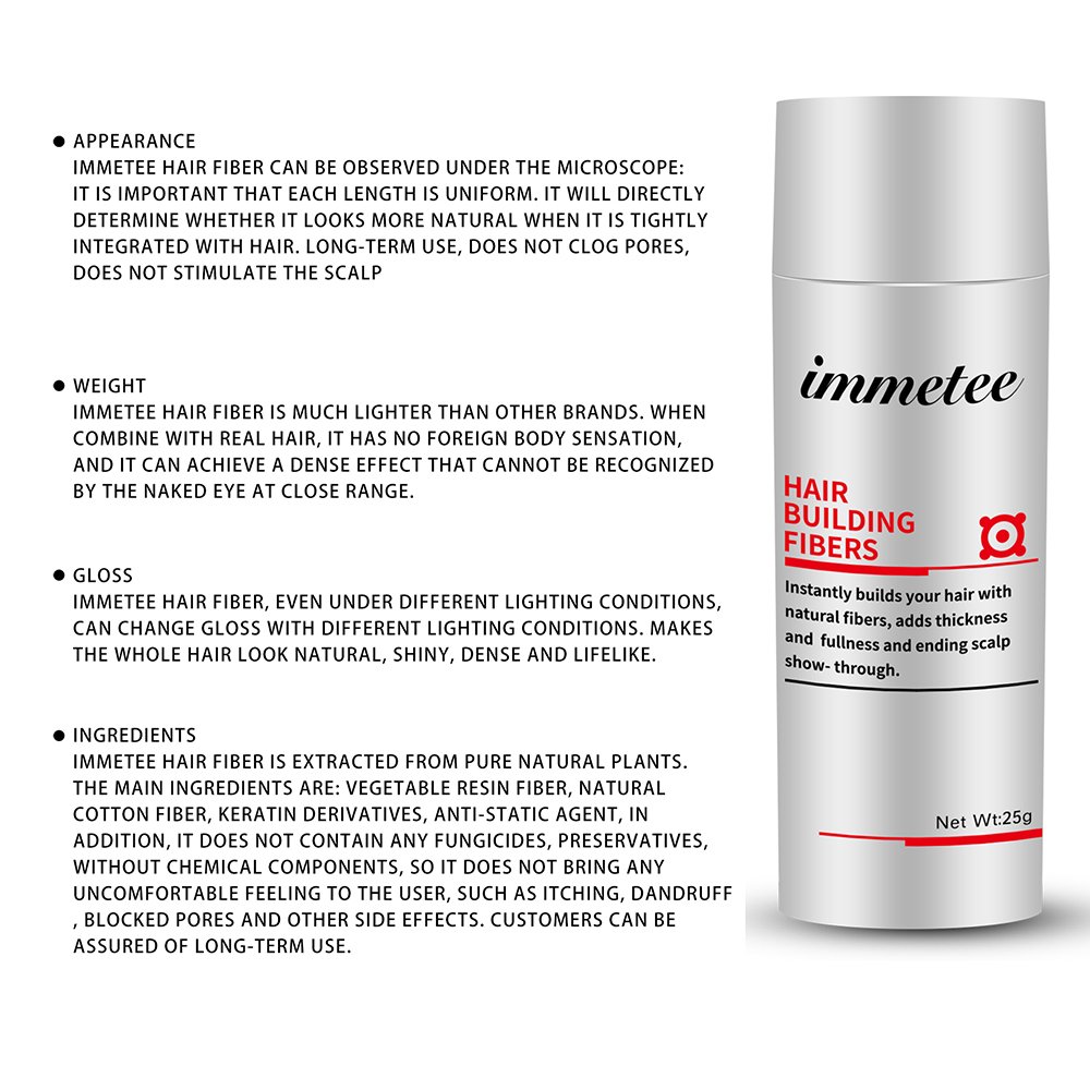 IMMETEE Keratin Hair Building Fibers Powder Conceal Instantly for Thinning Hair,Cover Up Hair Loss N