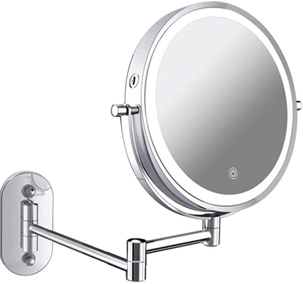 Mirror-MRJ 8 Inch Wall Mounted Bathroom Shaving Mirrors USB Rechargeable LED 3 Color Lights Two Side