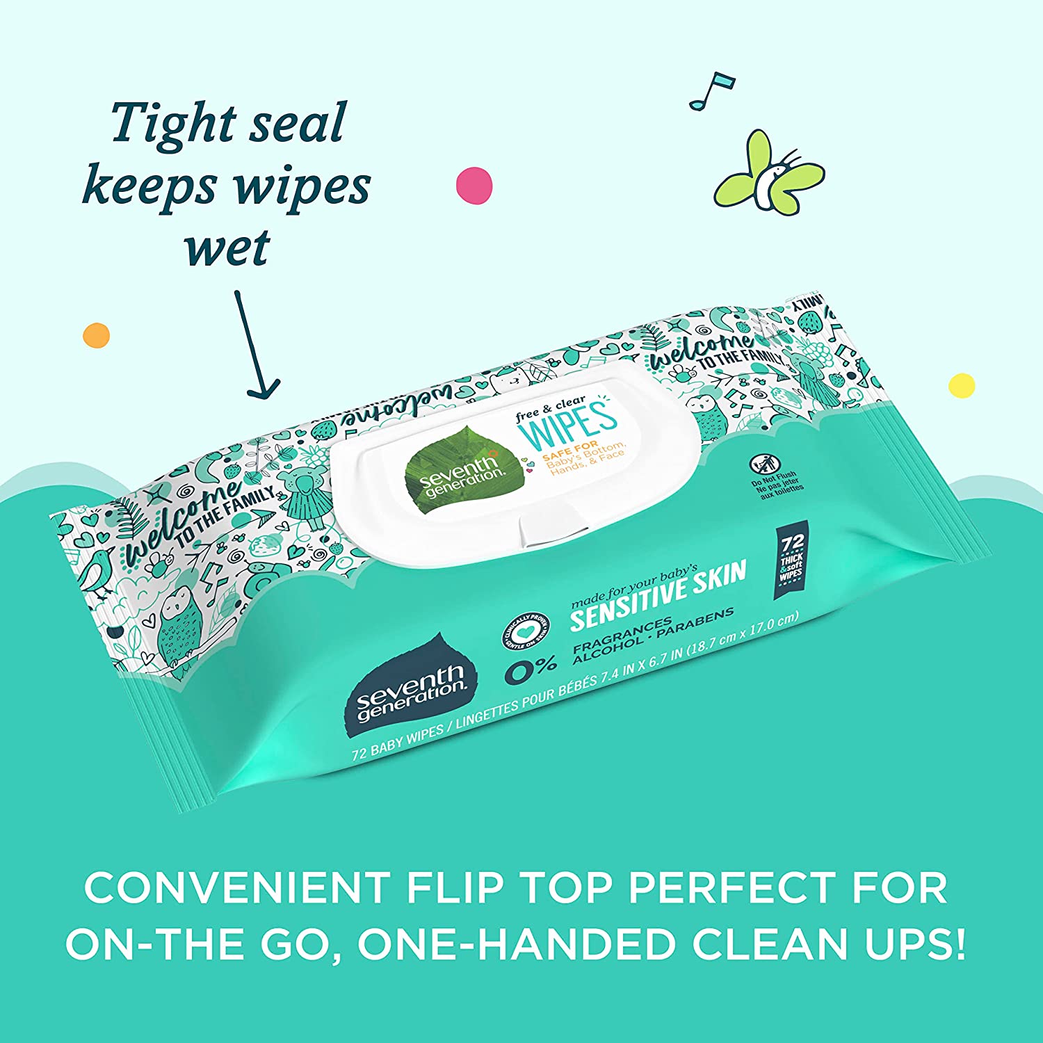 Seventh Generation Baby Wipes With Snap Seal Sensitive Protection Diaper Wipes 504 Count