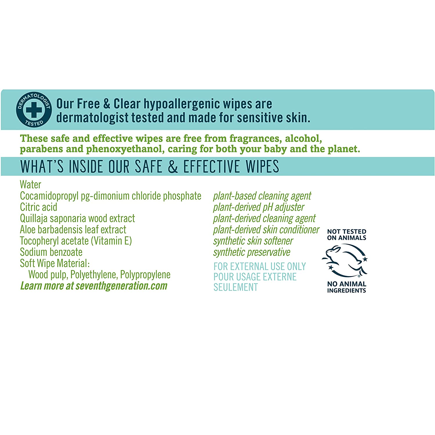 Seventh Generation Baby Wipes With Snap Seal Sensitive Protection Diaper Wipes 504 Count