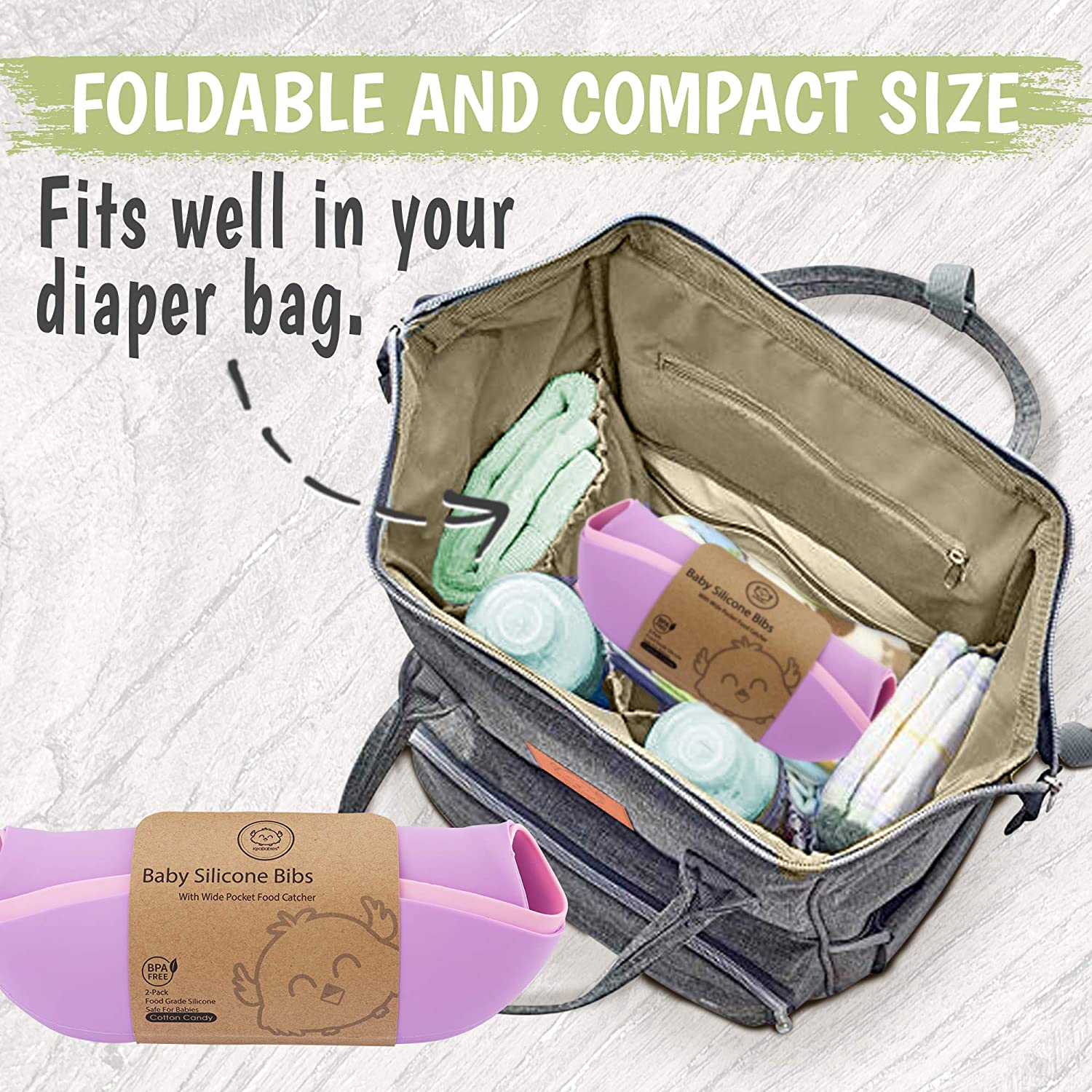 Baby Silicone Bibs - Waterproof, Easy Wipe Silicone Bib for Babies, Toddlers