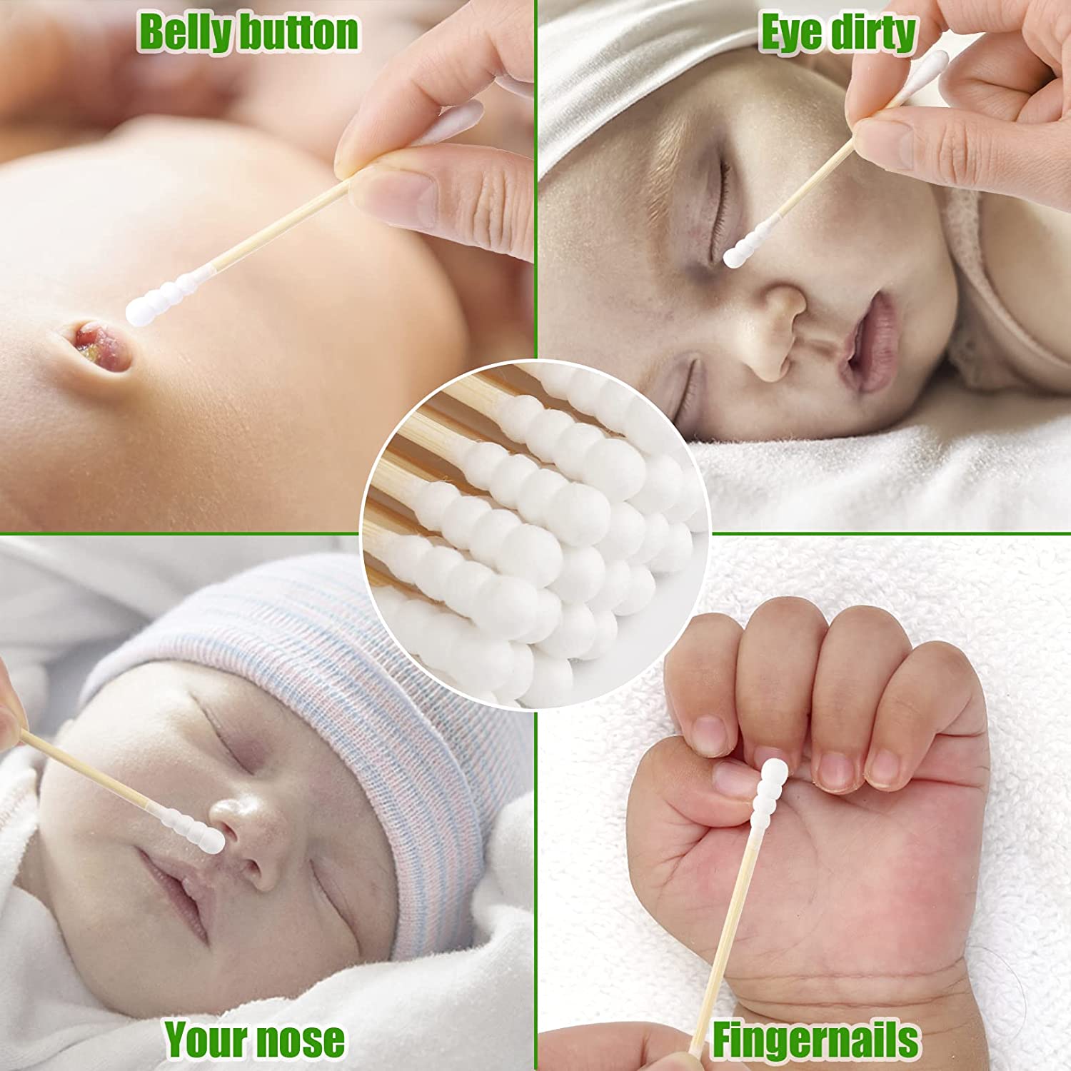 Organic Bamboo Cotton Swabs 400 Count - Spiral/Round Head No Plastic Packaging, 100% Biodegradable,