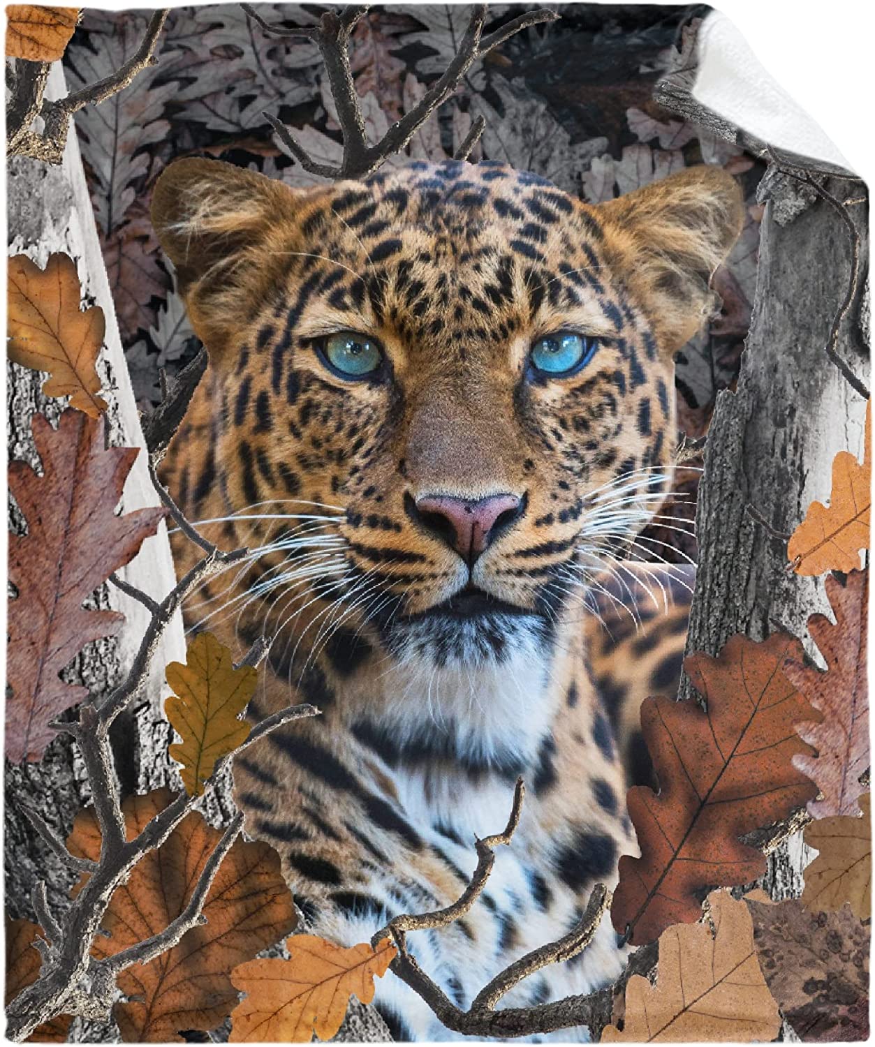 Camo Buck Leopard Forest Fleece Throw Blanket No-Shedding Soft, Warm & Lightweight Perfect for Bed S
