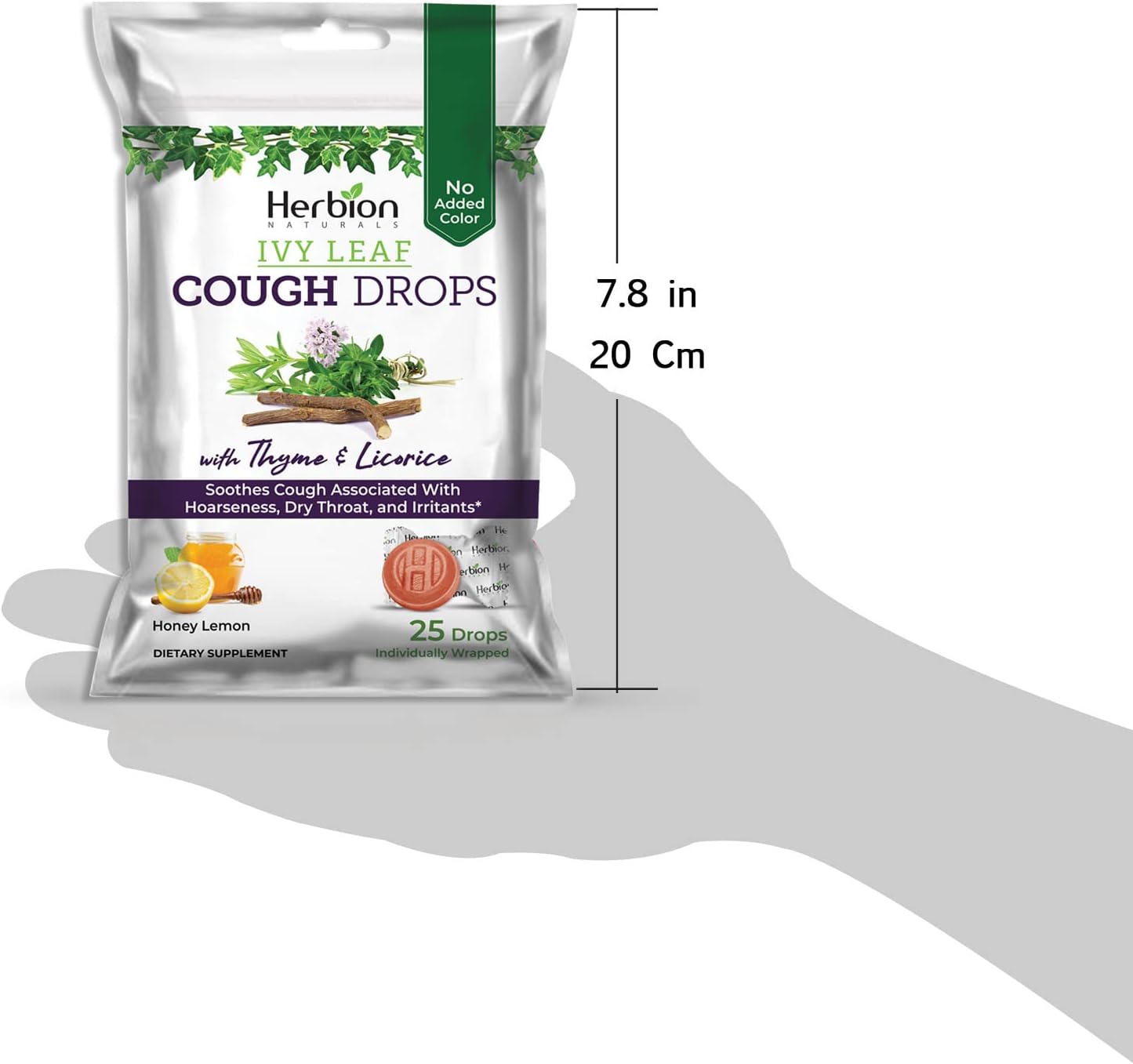 Herbion Naturals Cough Drops with Ivy Leaf, Thyme & Licorice Extracts – 25 Ct – Oral Anestheti