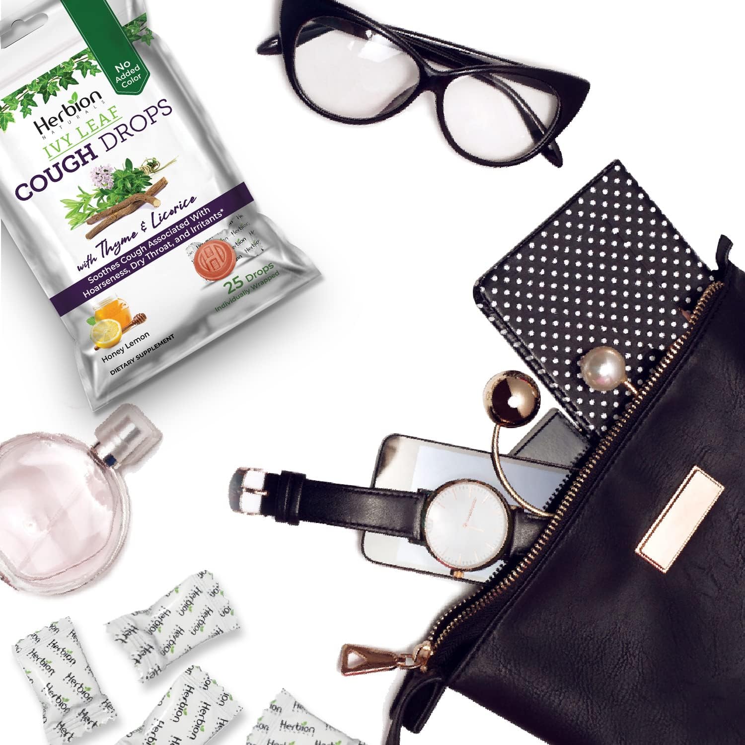 Herbion Naturals Cough Drops with Ivy Leaf, Thyme & Licorice Extracts – 25 Ct – Oral Anestheti