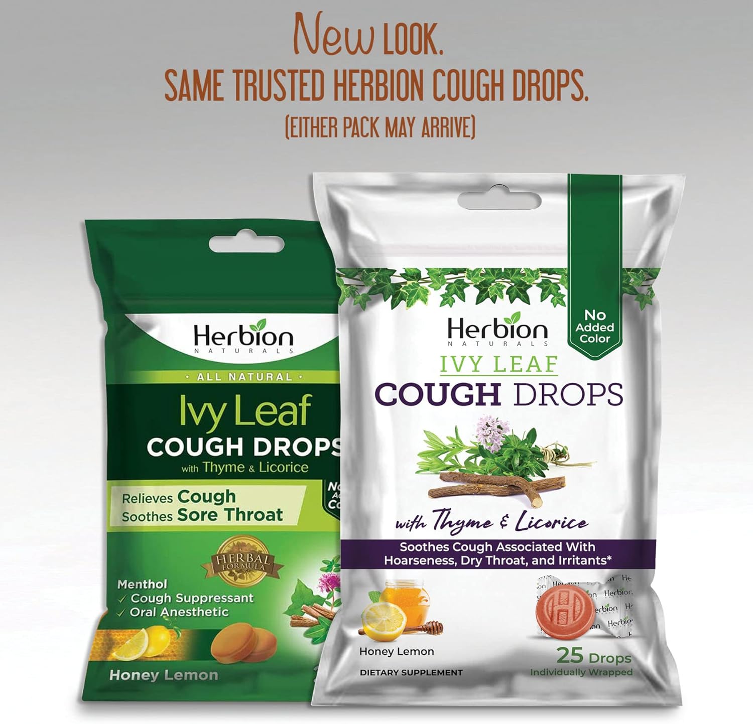 Herbion Naturals Cough Drops with Ivy Leaf, Thyme & Licorice Extracts – 25 Ct – Oral Anestheti