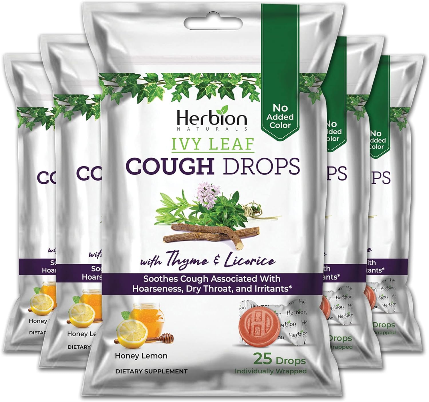 Herbion Naturals Cough Drops with Ivy Leaf, Thyme & Licorice Extracts – 25 Ct – Oral Anestheti