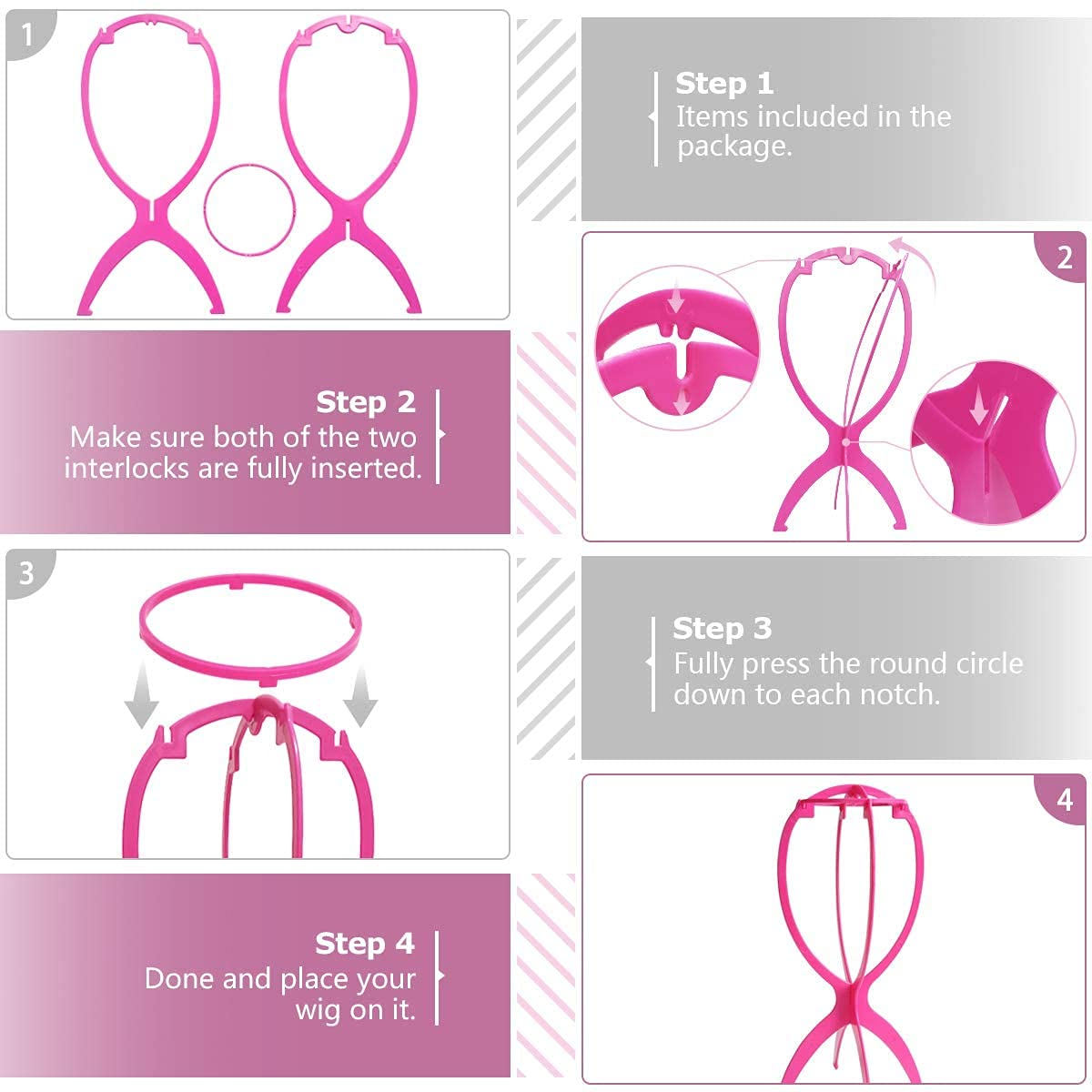 Dreamlover Wig Head Stands for Wigs, Wig Holder Stands for Female, 3 Pack