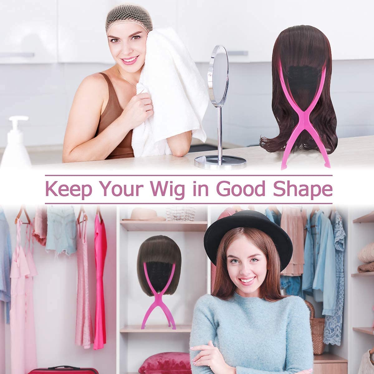 Dreamlover Wig Head Stands for Wigs, Wig Holder Stands for Female, 3 Pack