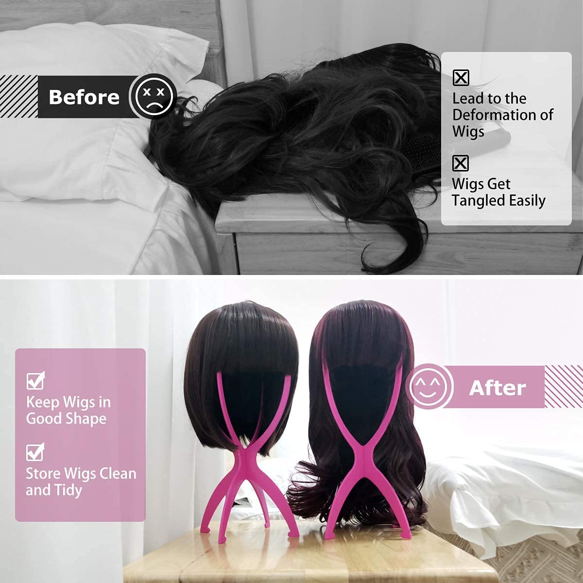 Dreamlover Wig Head Stands for Wigs, Wig Holder Stands for Female, 3 Pack