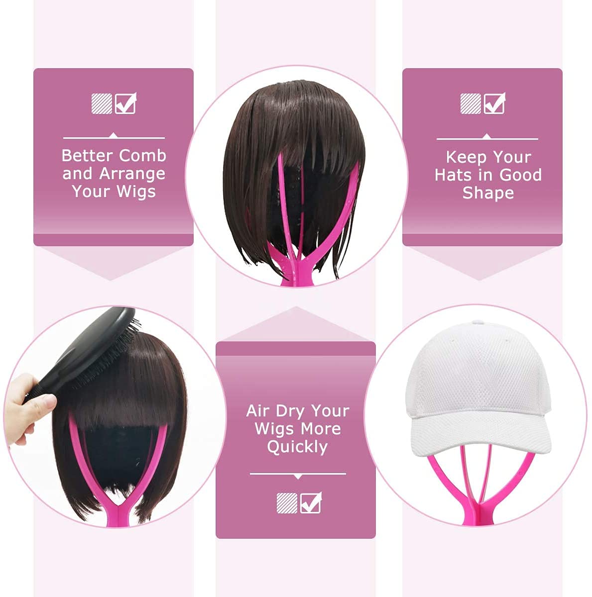 Dreamlover Wig Head Stands for Wigs, Wig Holder Stands for Female, 3 Pack