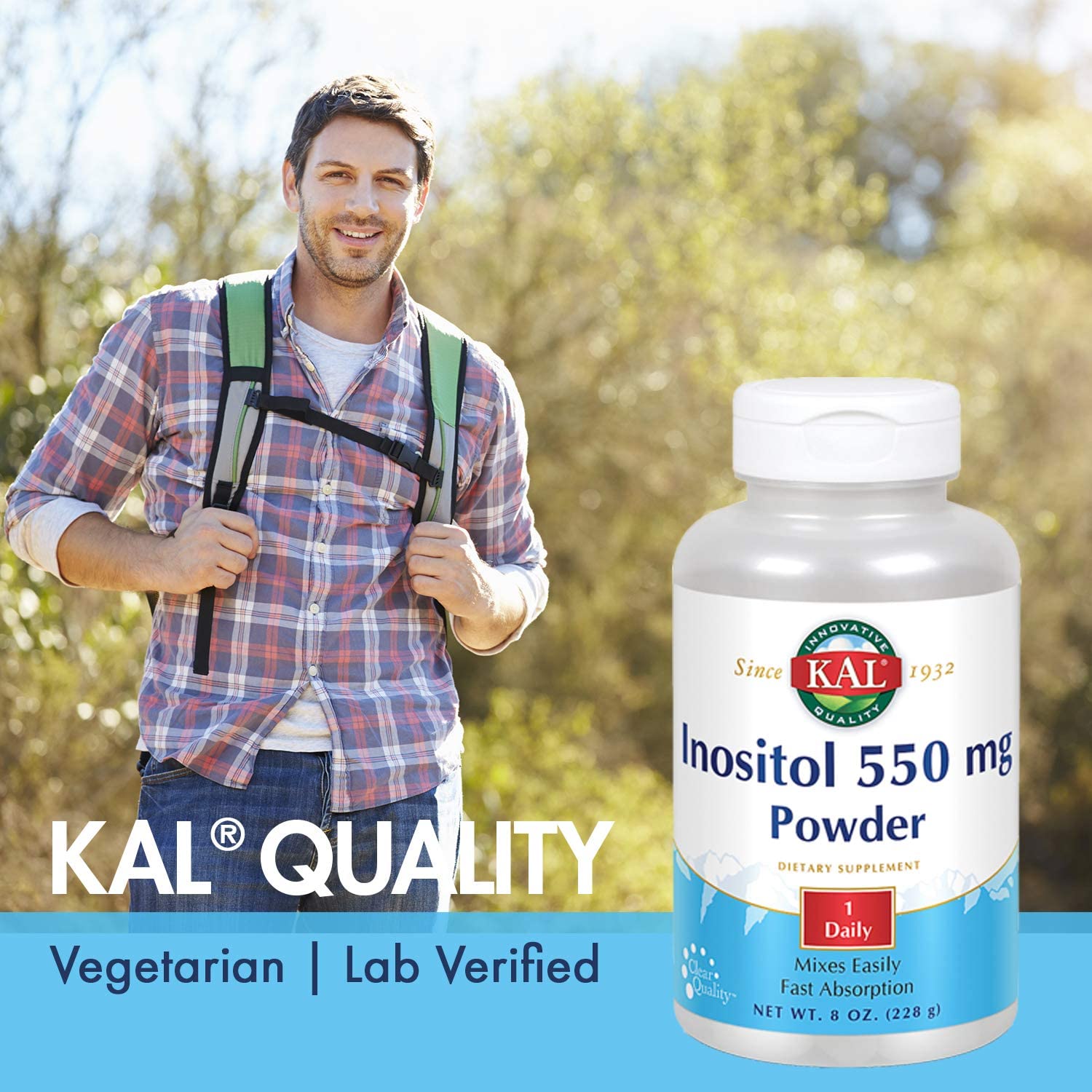 KAL Inositol Powder 550mg | Brain, Nervous System & Mood Support, Healthy Glucose Metabolism | 8oz, 