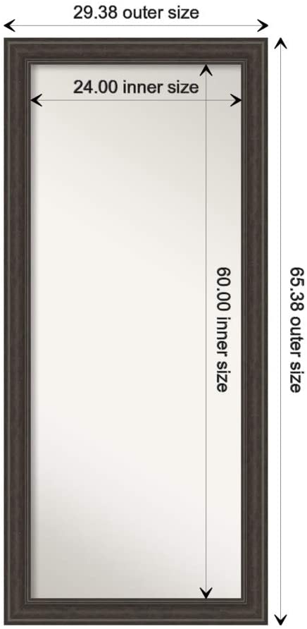Amanti Art Full Length Mirror (65.4 x 29.4 in.), Shipwreck Greywash Frame - Floor Mirror, Full Body 