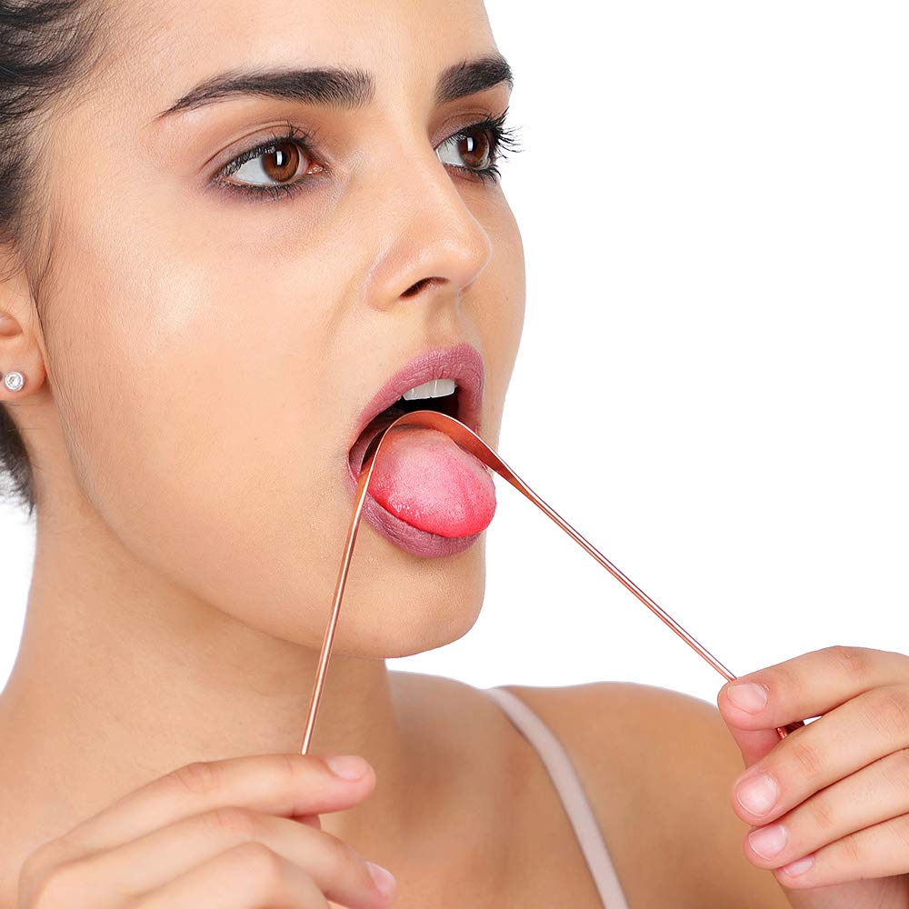 HealthAndYoga(TM) Copper Tongue Cleaners - Relief from Bad Breath - Oral Hygiene (Set of 12)
