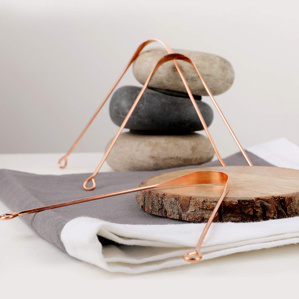 HealthAndYoga(TM) Copper Tongue Cleaners - Relief from Bad Breath - Oral Hygiene (Set of 12)