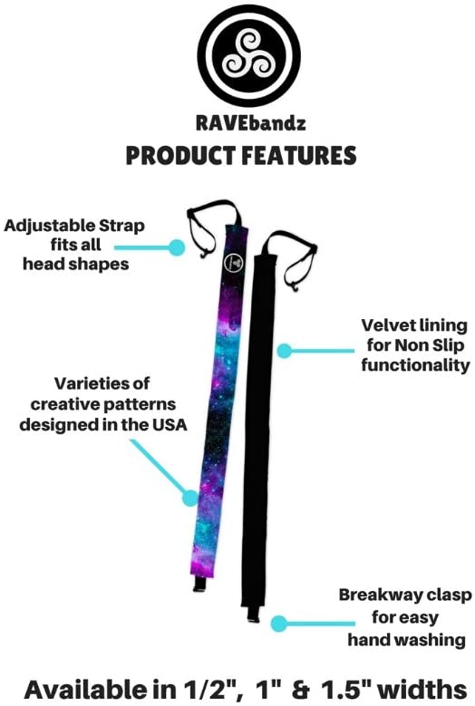 RAVEbandz! Women’s Adjustable Elastic Headbands (Field Hockey) - for Fashion or Workouts - Non Sli