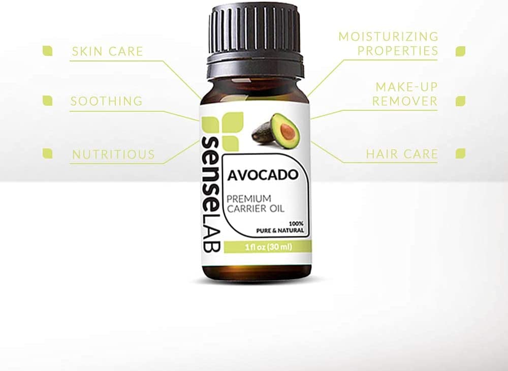 SenseLAB Avocado Oil - 100% Pure Extract Avocado Cold Pressed Carrier Oil Therapeutic Grade - Moistu