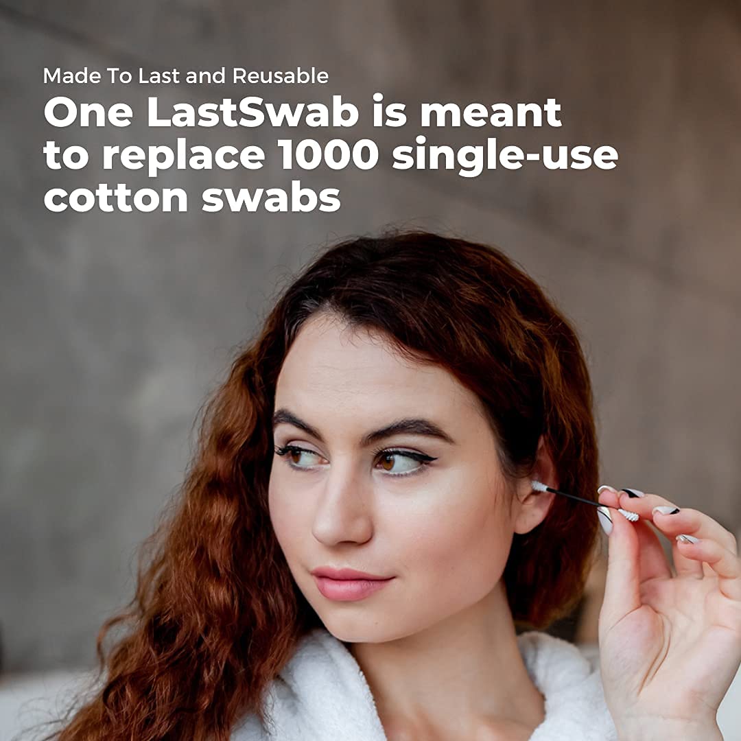 LastSwab Reusable Cotton Swabs for Ear Cleaning by LastObject - Eco Friendly Q tips for Ears in Blac