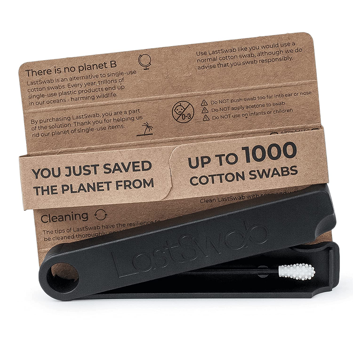 LastSwab Reusable Cotton Swabs for Ear Cleaning by LastObject - Eco Friendly Q tips for Ears in Blac