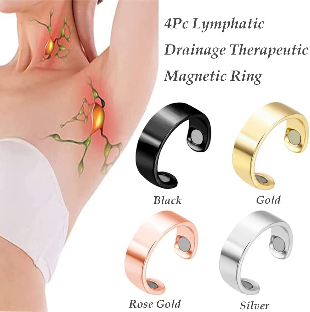 4 Pcs Lymphatic Drainage Therapeutic Magnetic Ring, Apolloostory Lymphatic Drainage Therapeutic Magn