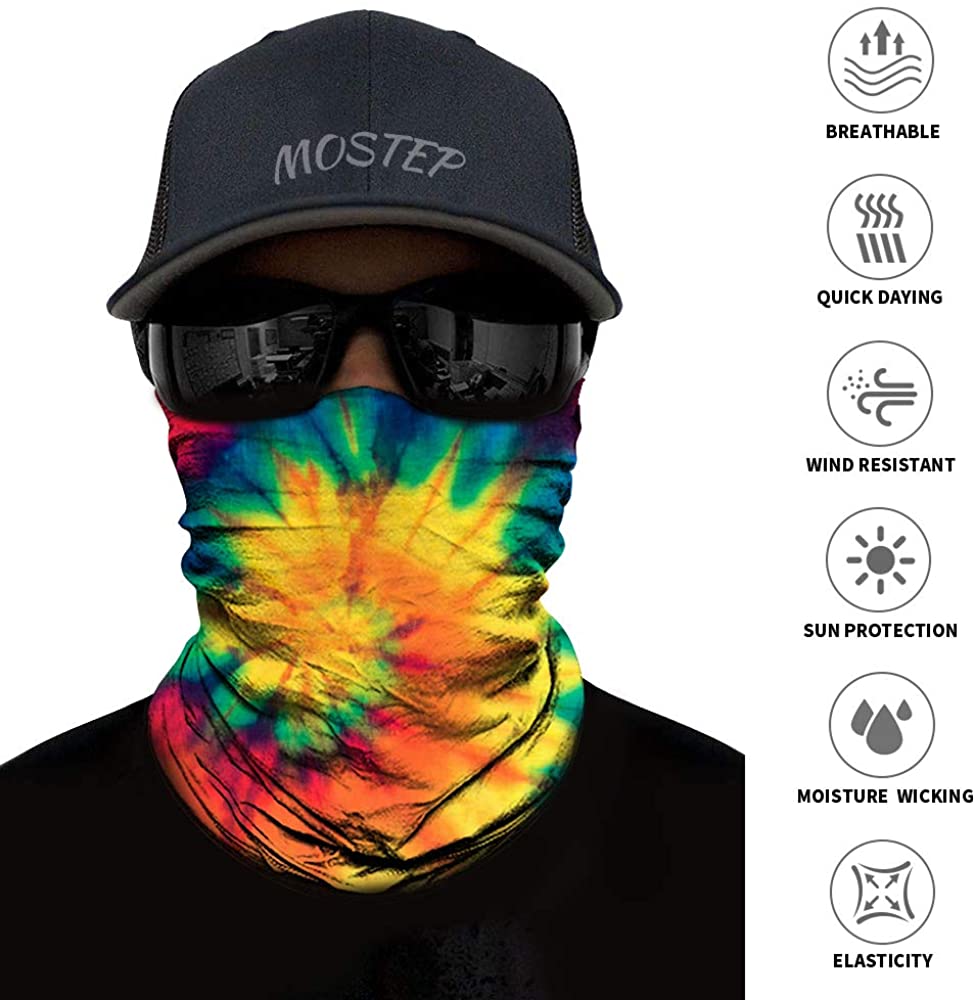 Neck Gaiter, Magic Headband Sport Headwear Elastic Face Mask Bandana Scarf UV Resistence Balaclava, 