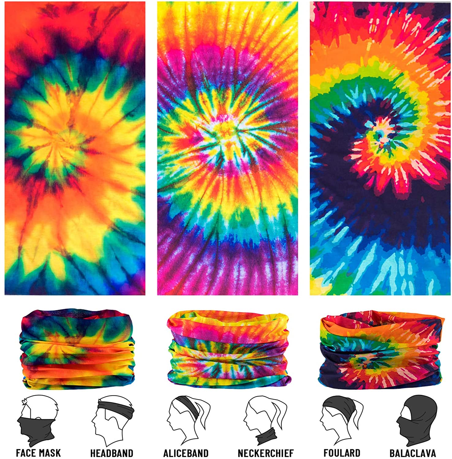 Neck Gaiter, Magic Headband Sport Headwear Elastic Face Mask Bandana Scarf UV Resistence Balaclava, 