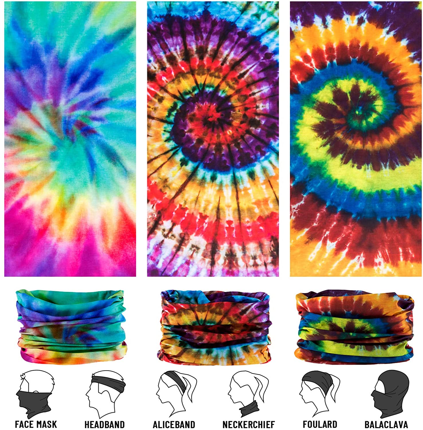 Neck Gaiter, Magic Headband Sport Headwear Elastic Face Mask Bandana Scarf UV Resistence Balaclava, 