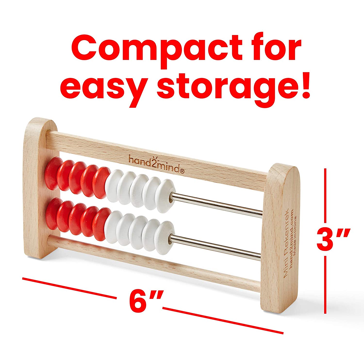 hand2mind Mini 20Bead Rekenrek, Wooden Rekenrek, Abacus for Kids Math