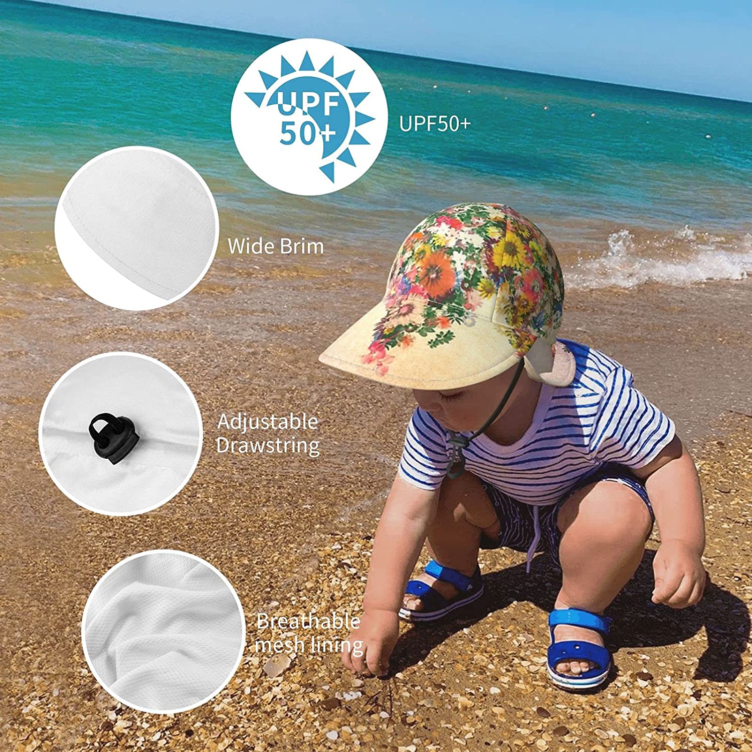 Kids Sun Hat Summer Play Hat Wide Brim Sun Protection Caps for Baby Infant Bucket Hat