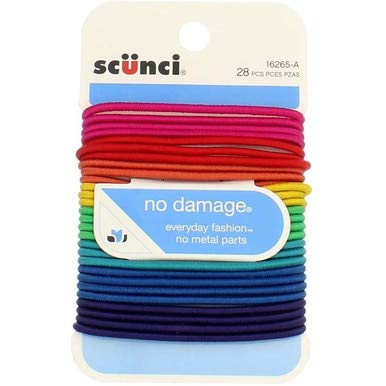Scunci 1626503a048 No Damage Hair Elastics Assorted Colors 28 Count