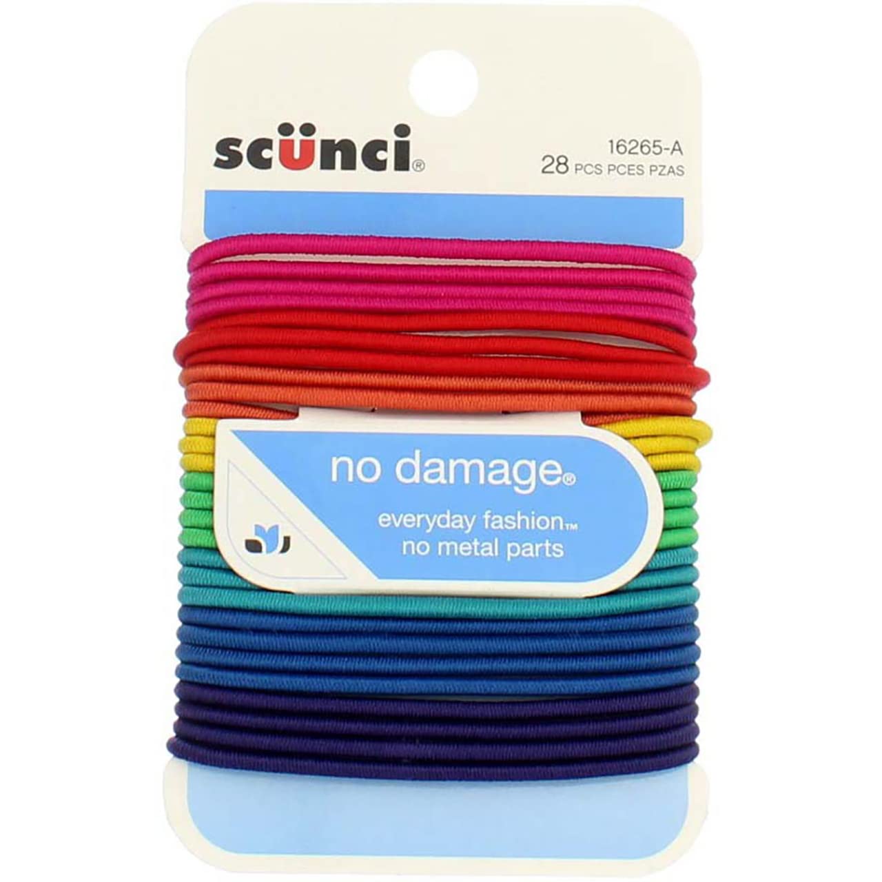 Scunci 1626503a048 No Damage Hair Elastics Assorted Colors 28 Count