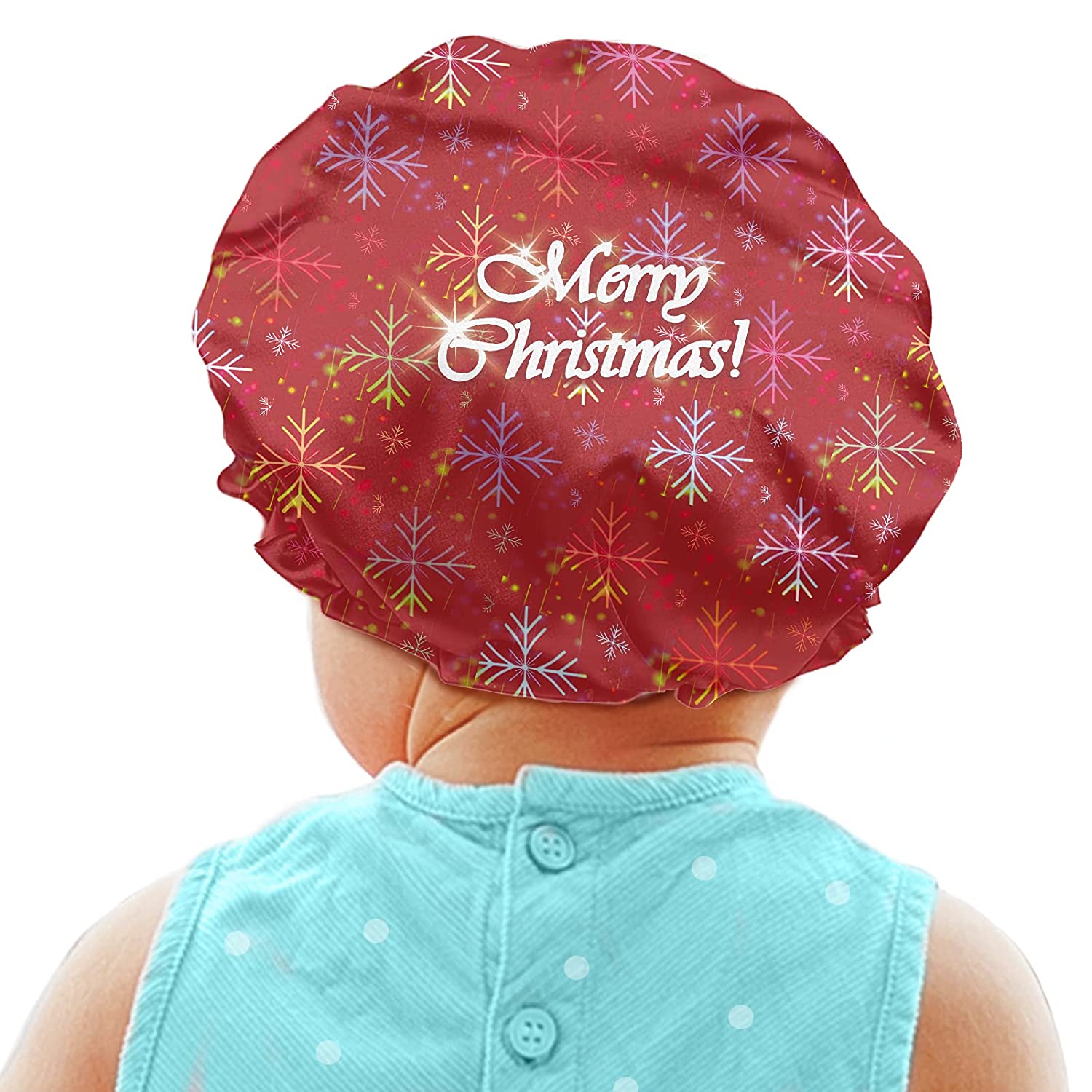 Babrukda Merry Christmas Snowflake Design Kids Hair Cover Satin Bonnet Satin Sleep Cap Adjustable El