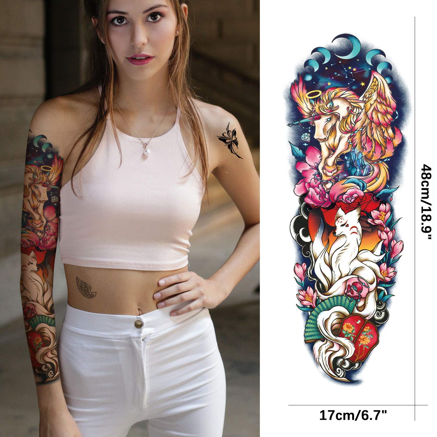 Aresvns Temporary Tattoos Flower for Woman 16 Sheets,Sleeve Tattoos for Teen Girls and kids Waterpro