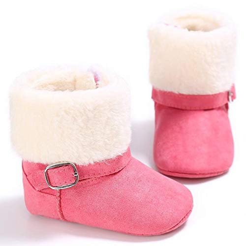 Winter Lovely Warm Fleece Style Boots Round Toe Ankle Flat with Buckle