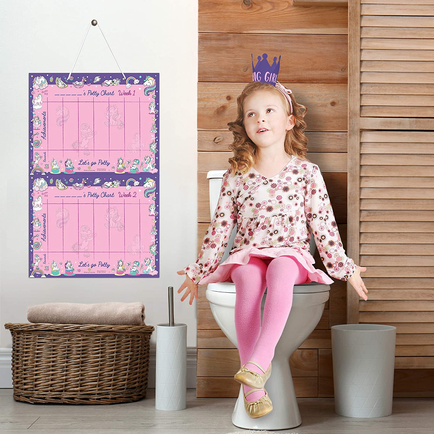 Potty Training Chart for Toddlers, Girls, & Boys, Sticker Chart for Kids Potty Training, 4 Week Rewa