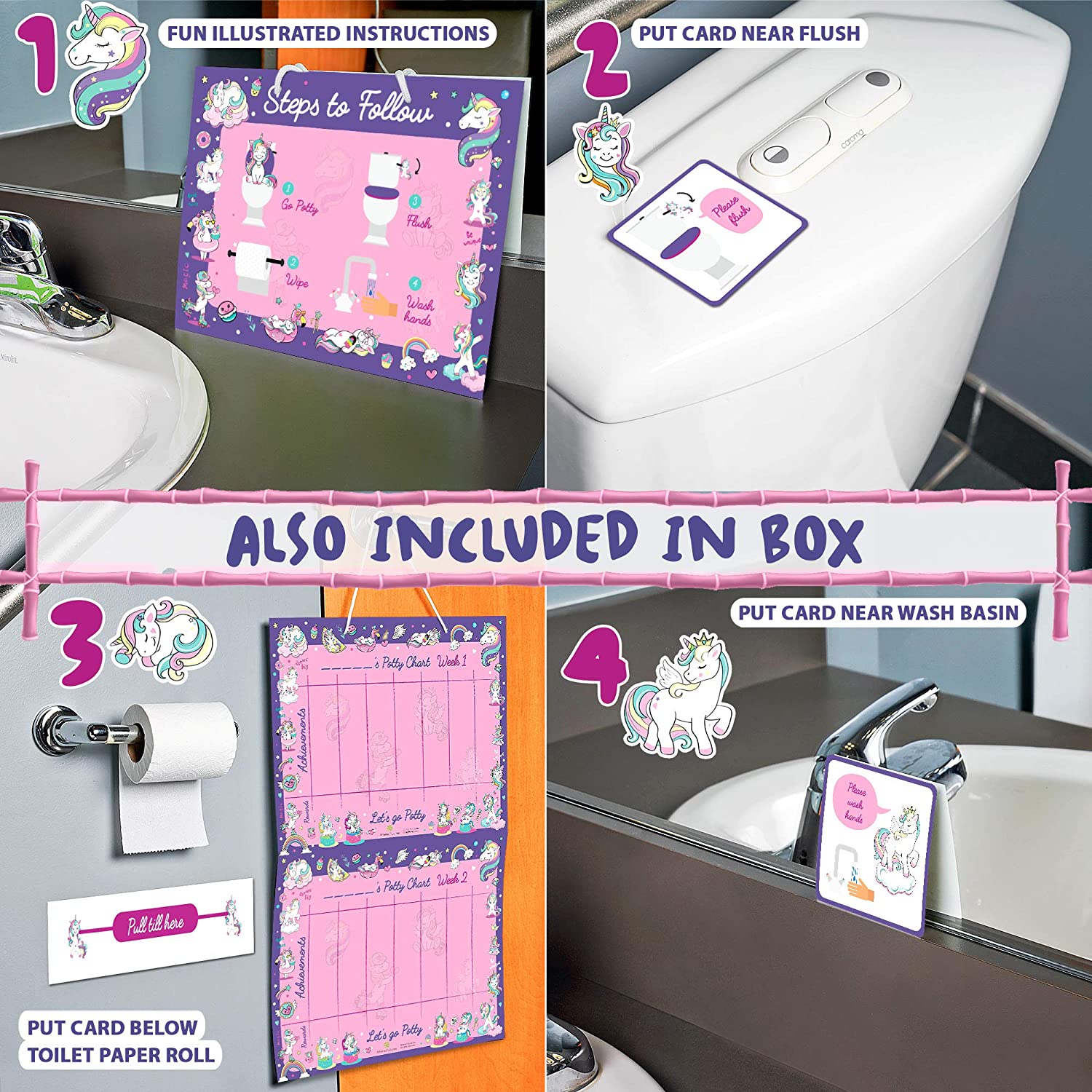 Potty Training Chart for Toddlers, Girls, & Boys, Sticker Chart for Kids Potty Training, 4 Week Rewa