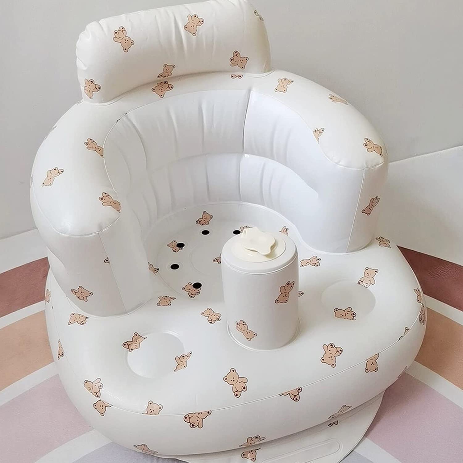 Inflatable Bathroom Sofa, Waist Protection Multifunctional Baby Eating Chair Portable Easy Feeding f