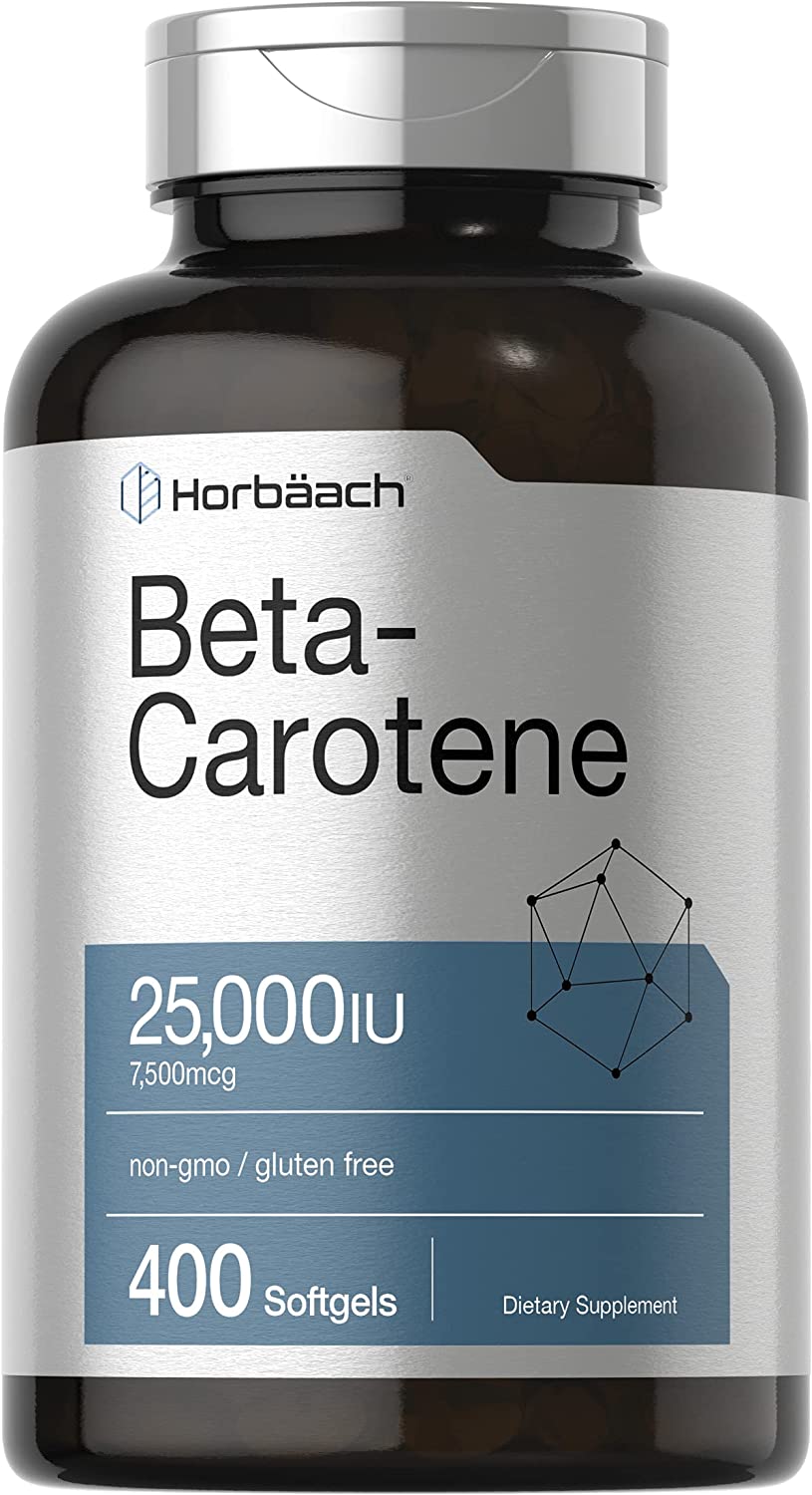 Beta Carotene 25000 iu Softgels | 7,500 mcg | 400 Count | Non-GMO and Gluten Free Formula | Vitamin