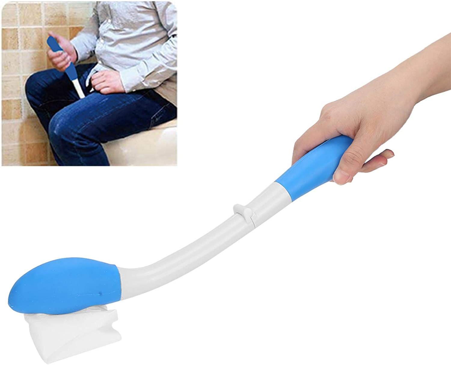 Self Wipe Aid, Long Bottom Wiper Aid Foldable Comfort Wiper with a Storage Bag for Inconvenient Occa