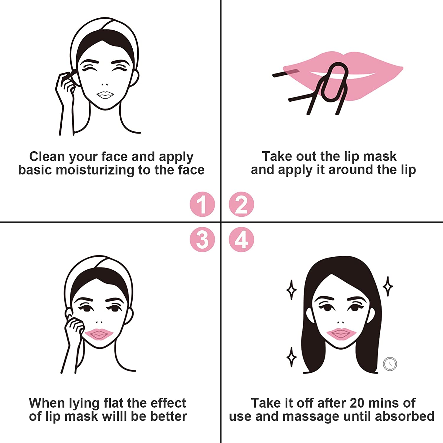 Permotary 30 Pieces Pink Gel Collagen Lip Mask Crystal Lip Pads For Moisturizing, Anti-Wrinkle, Anti