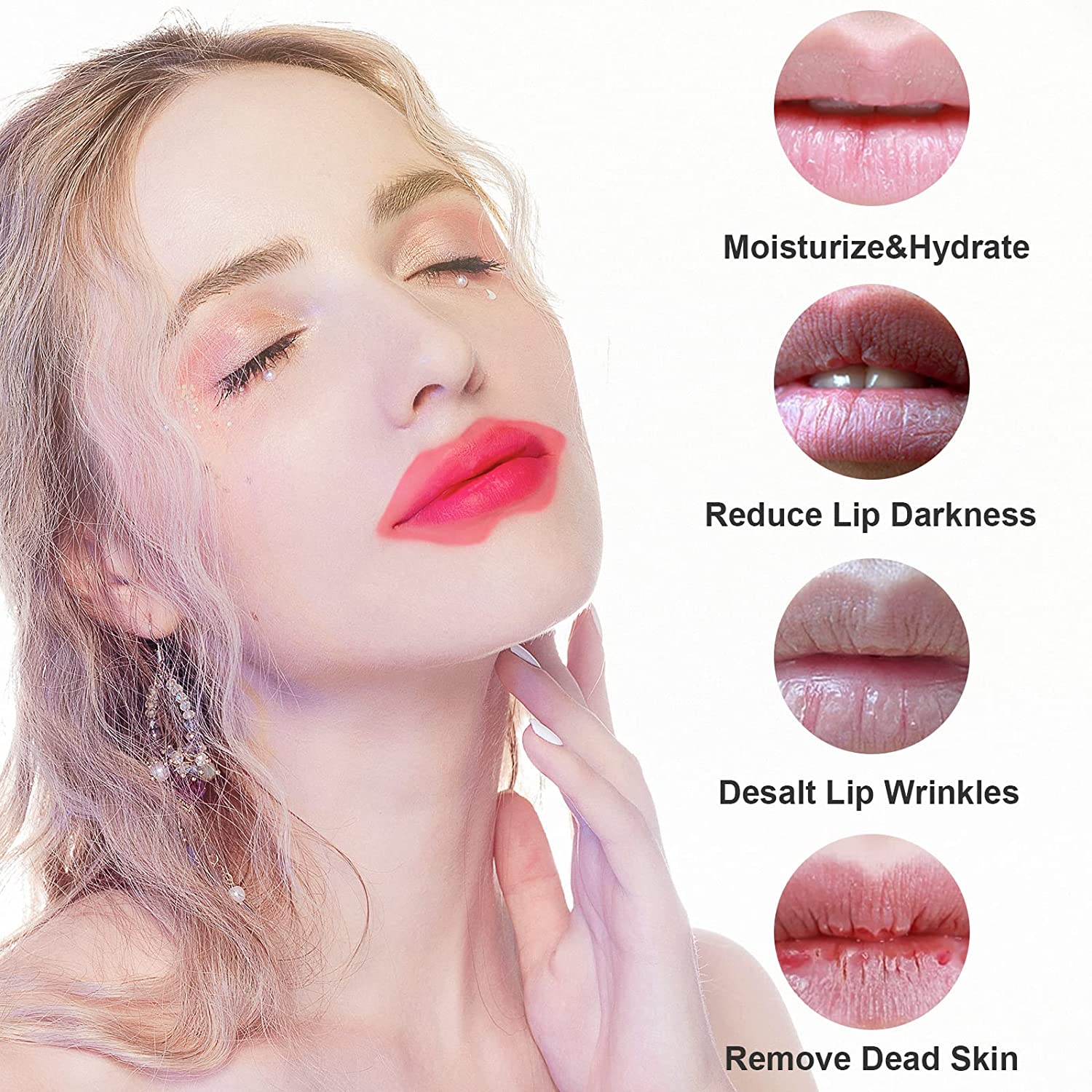 Permotary 30 Pieces Pink Gel Collagen Lip Mask Crystal Lip Pads For Moisturizing, Anti-Wrinkle, Anti