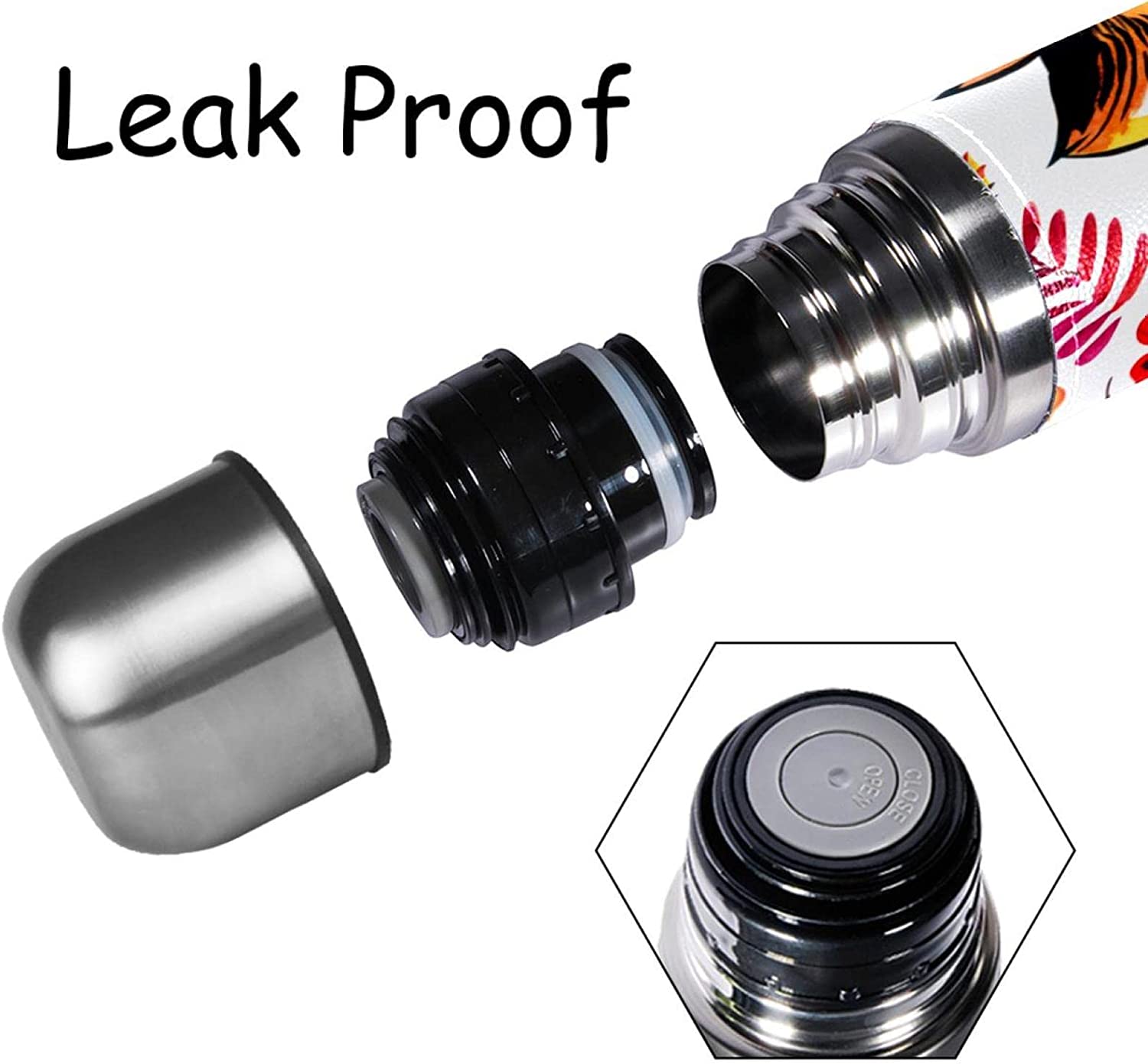 Floral Fox Double-Wall Insulation Flask Water Bottle Winter Beverage Bottle