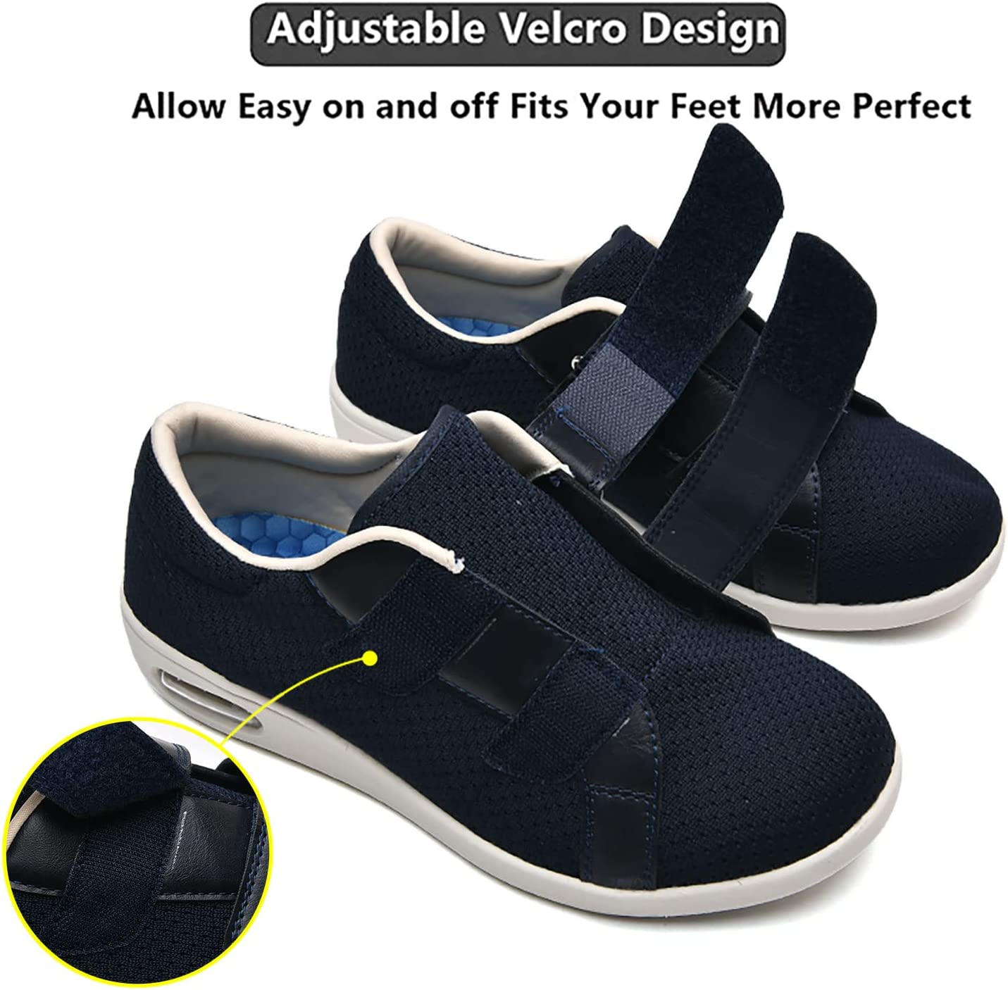 Goaping Diabetic Men Women Shoes Wide Walking Adjustable Wide Comfort Orthopedic Diabetic Shoes for