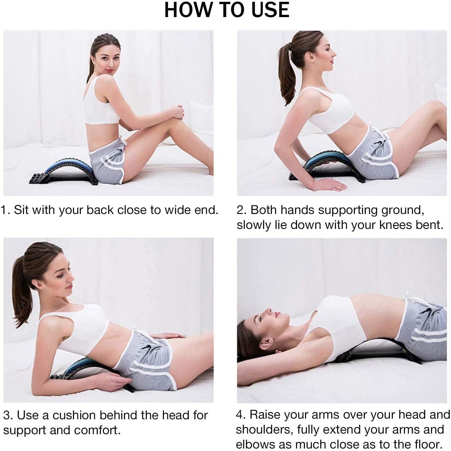 Back Stretcher, Houdian Back Magic Multi-Level Lumbar Back Pain Relief Device, Back Massage Lower & 