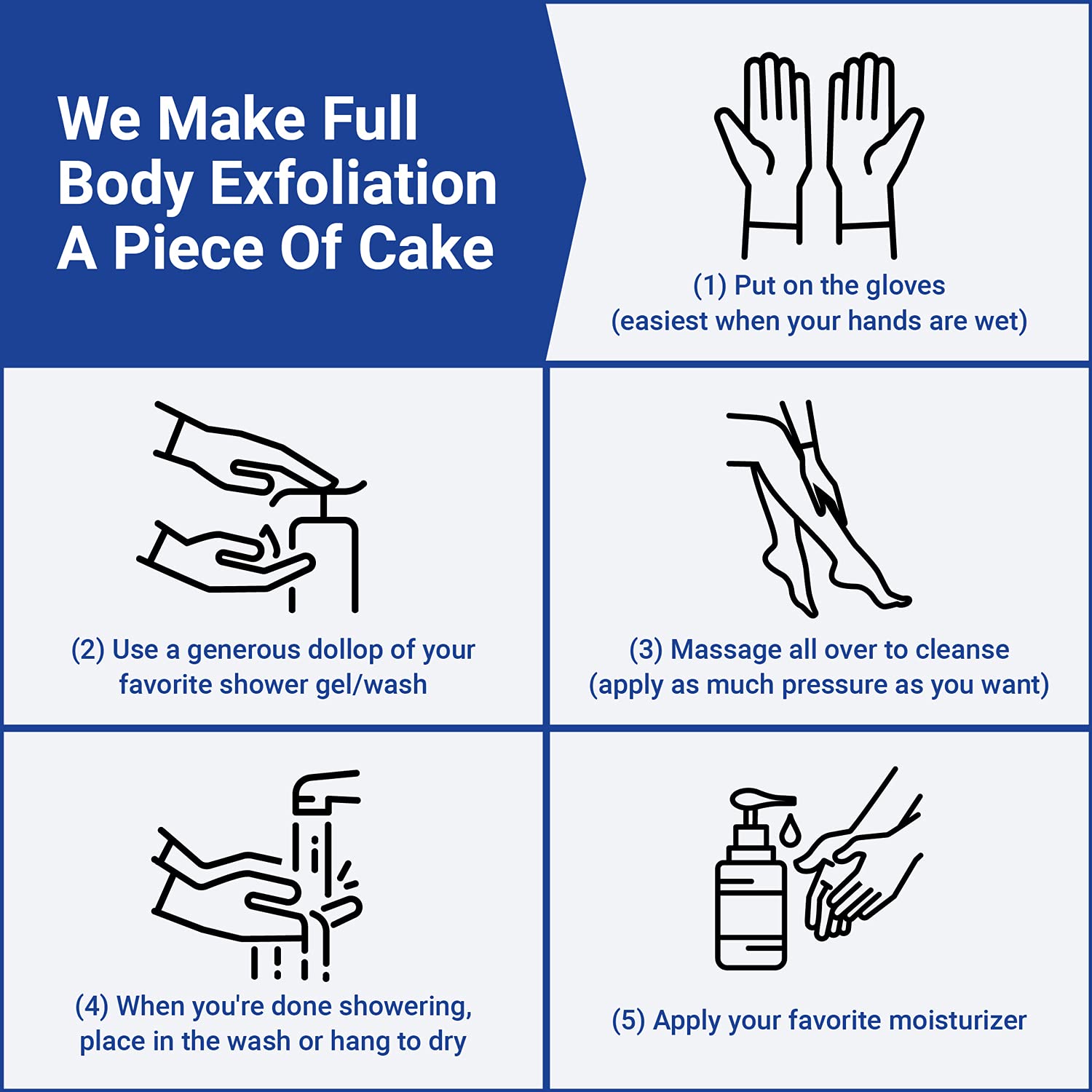 Exfoliating Gloves - Flexible Exfoliating Body Scrub Gloves For Use In Shower - Our Machine Washable