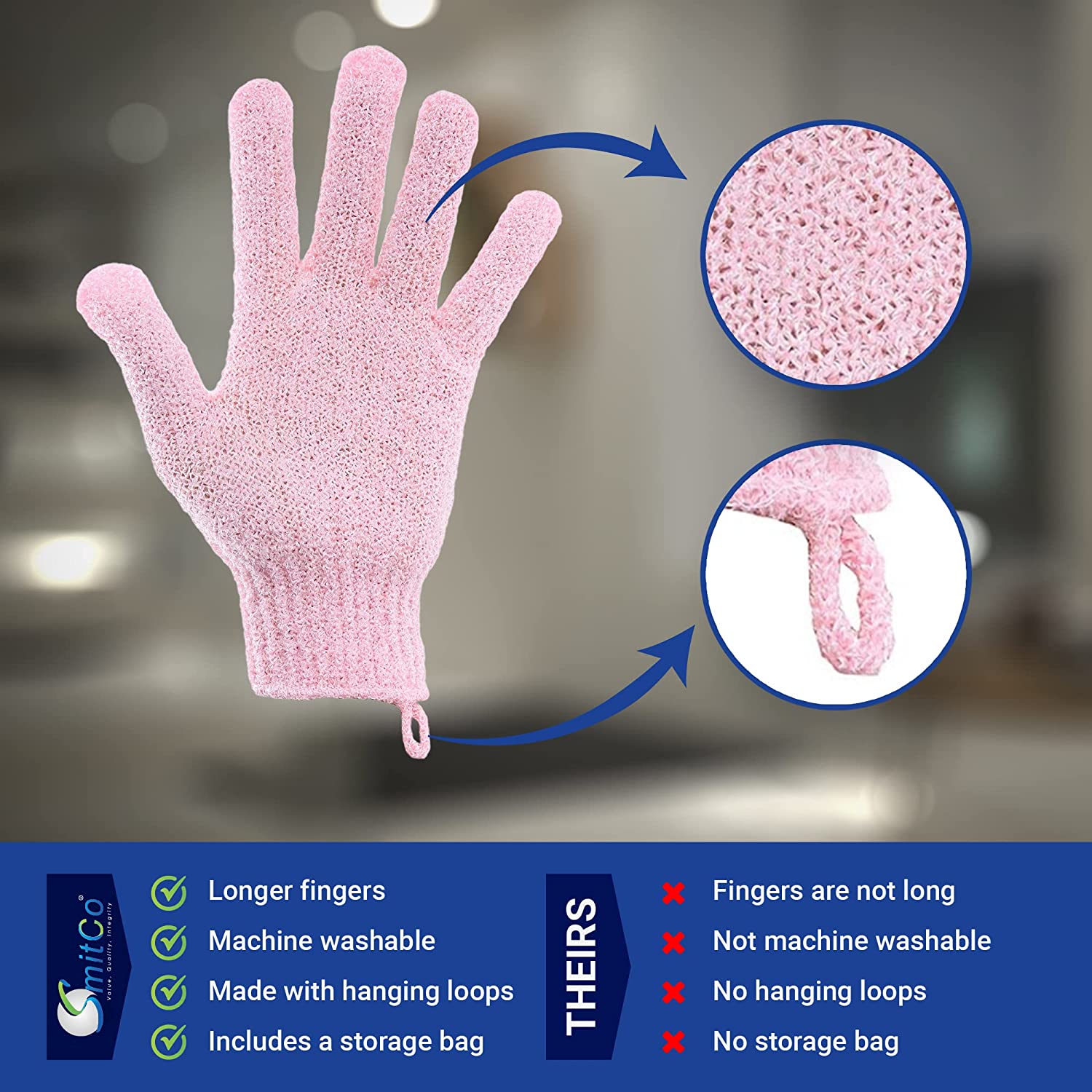 Exfoliating Gloves - Flexible Exfoliating Body Scrub Gloves For Use In Shower - Our Machine Washable