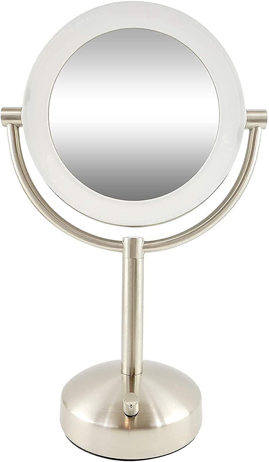 Tabletop LED Light Makeup Mirror, AC Adaptor, 10x/1x Magnification, Chrome Finish by Brookstone